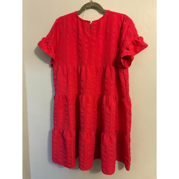 0119 Resort wear for this summer. SHEIN bright pink tiered dress. Size Large - Picture 7 of 10